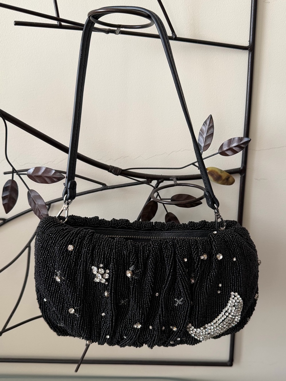 Staud Starry Night Black Hand Beaded Bean Bag Clutch / Shoulder Bag - Picture 7 of 13